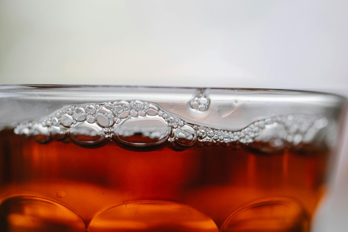 Close up view of a bubbly drink