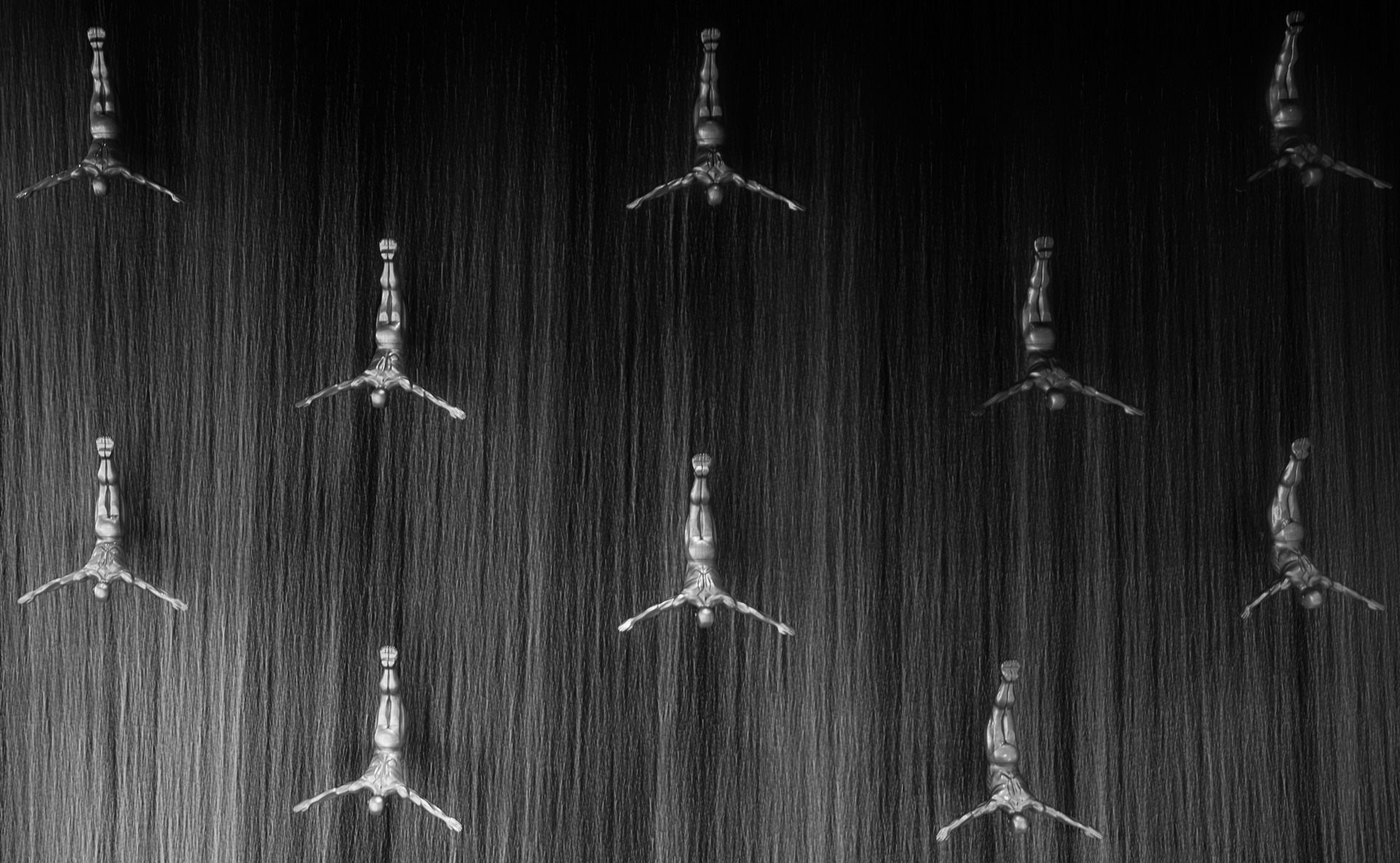 Water fall with statues at the mall in Dubai